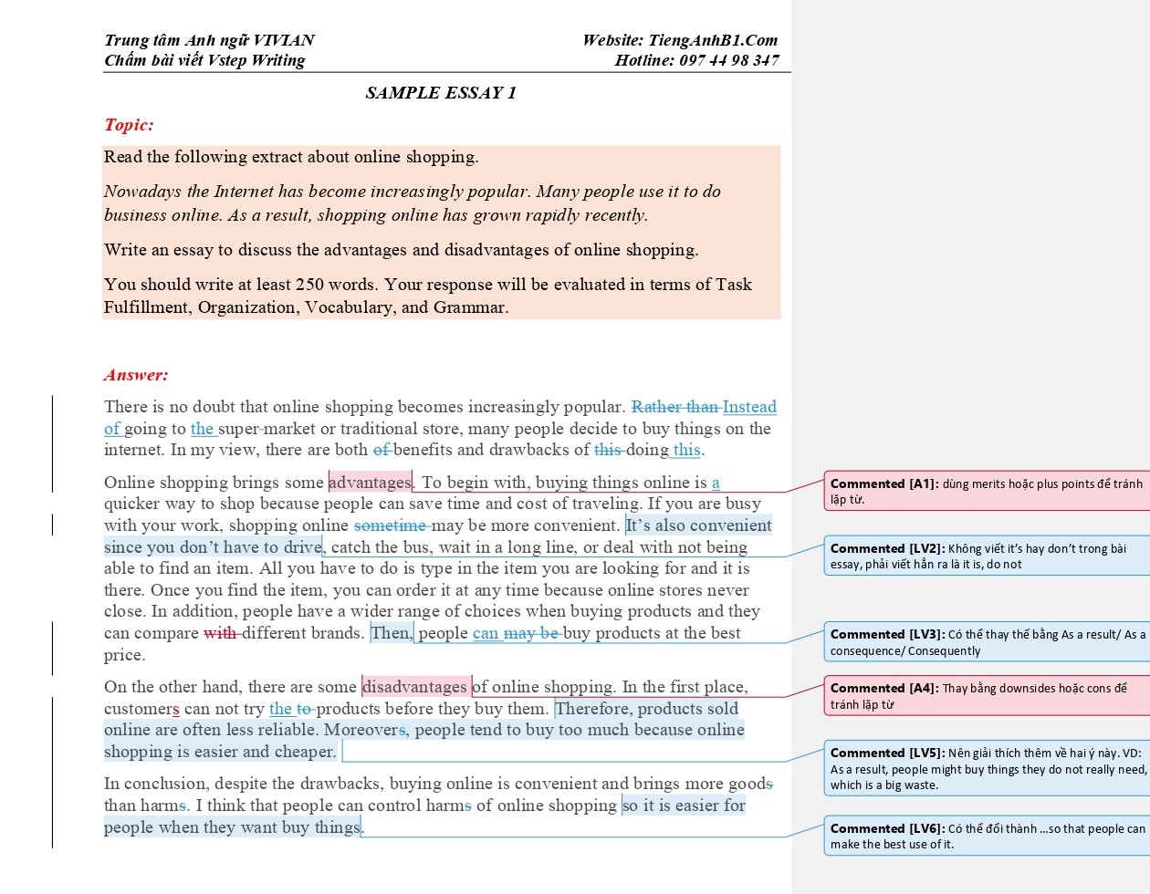 Chấm bài viết Vstep sample essay page 1